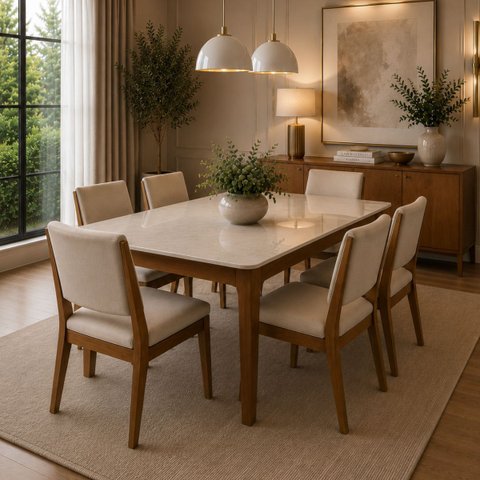 Mesa de Jantar Imperial 6 Lugares 160cm Moderna e Luxuosa