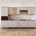 Ver imagem 1 de Cozinha Modulada 7 Peças com 1 Torre 3 Balcões 3 Armários Aéreo Elena Cinamomo/Platina