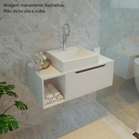 Gabinete para Banheiro 80cm 1 Porta Tecno Mobili Bn3644 Branco