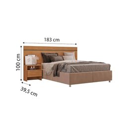 Cabeceira Cama Box Madeirado Casal Prime c/ 1 Mesa Freijó Cumaru - Novo Horizonte - 2