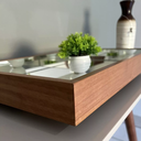 Ver imagem 3 de Bandeja Espelhada Flutuante Decorativa Mesa Bar Aparado 50x30cm Madeira Laminado