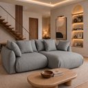 Ver imagem 1 de Sofá Cama Modular Orgânico Retrátil 3 Lugares com Almofadas 200cm Malibu