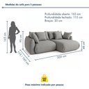 Ver imagem 4 de Sofá Cama Modular Orgânico Retrátil 3 Lugares com Almofadas 200cm Malibu