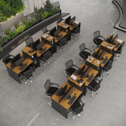 Estação de Trabalho 16 Lugares Smart Office 16 Mesas 12 Armários Livreiro - Preto e Cedro - 1