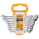 Ver imagem 1 de Jogo de Chaves Combinadas com Catraca Ingco HKSPAR1083 8-19mm 8 Peças Cabeça Flexível 180° Aço Cromo