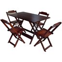 Ver imagem 1 de Conjunto de Mesa com 4 Cadeiras de Madeira Dobravel 120x70 Imbuia