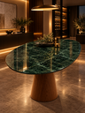Ver imagem 1 de Mesa de Jantar Orgânica Prune Mármore Verde Guatemala 150x132cm Cone Freijó