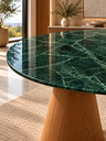 Ver imagem 3 de Mesa de Jantar Orgânica Prune Mármore Verde Guatemala 150x132cm Cone Freijó