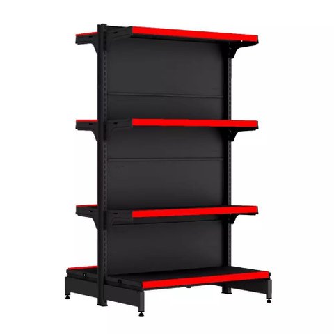 Gondola Centro 137 Fit Inicial Preto 8 Bandeja Pe Vermelho