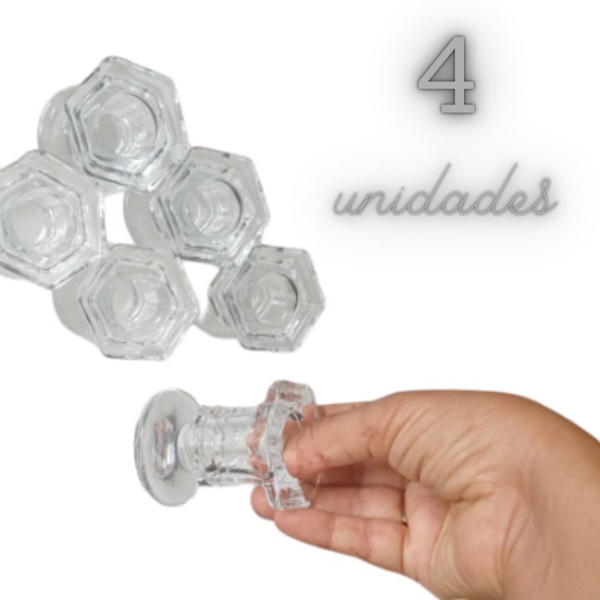 4 Castiçal de Vidro Porta Velas Enfeite Decoração Luxo Cartiçal - 4