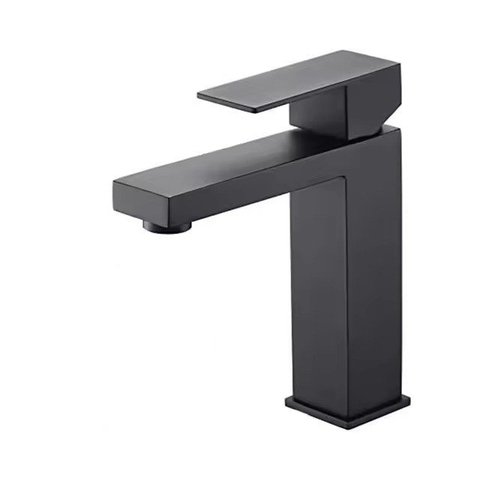 Torneira Banheiro Bica Baixa Quadrada Preta:preto
