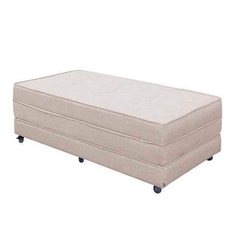 Puff Cama Dobrável Casal 130 Tecido Premium - Linho Nude