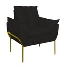 Ver imagem 3 de Poltrona Sofá Luxo Base Metal Dourada Recepção Escritório Cor:preto