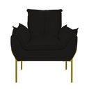 Ver imagem 4 de Poltrona Sofá Luxo Base Metal Dourada Recepção Escritório Cor:preto