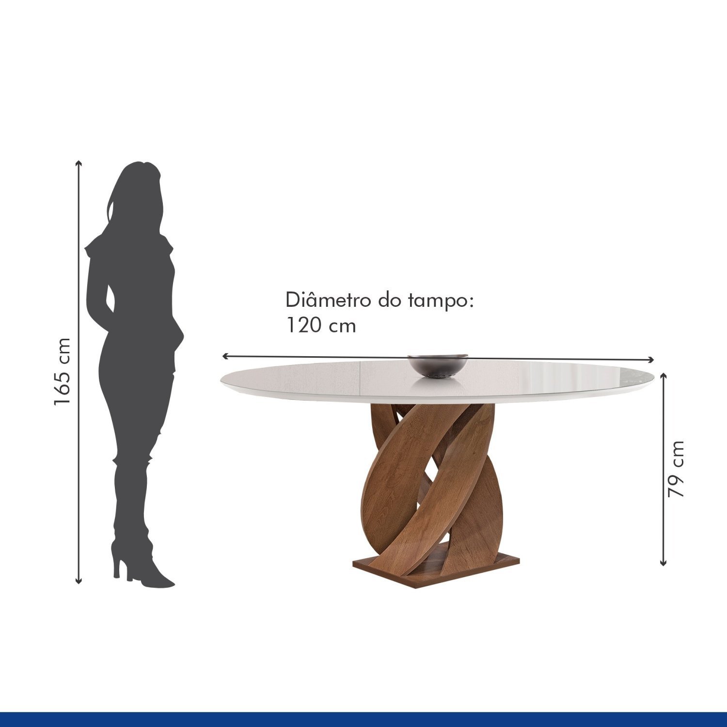 Conjunto Mesa Luna 120cm com 6 Cadeiras Arizona Tampo Redondo Plus com Vidro - 3