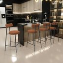 Ver imagem 2 de Kit 03 Banquetas Baixa para Cozinha Sala de Jantar Bar Bancada Milão L02 Bouclê Terracota - lyam dec