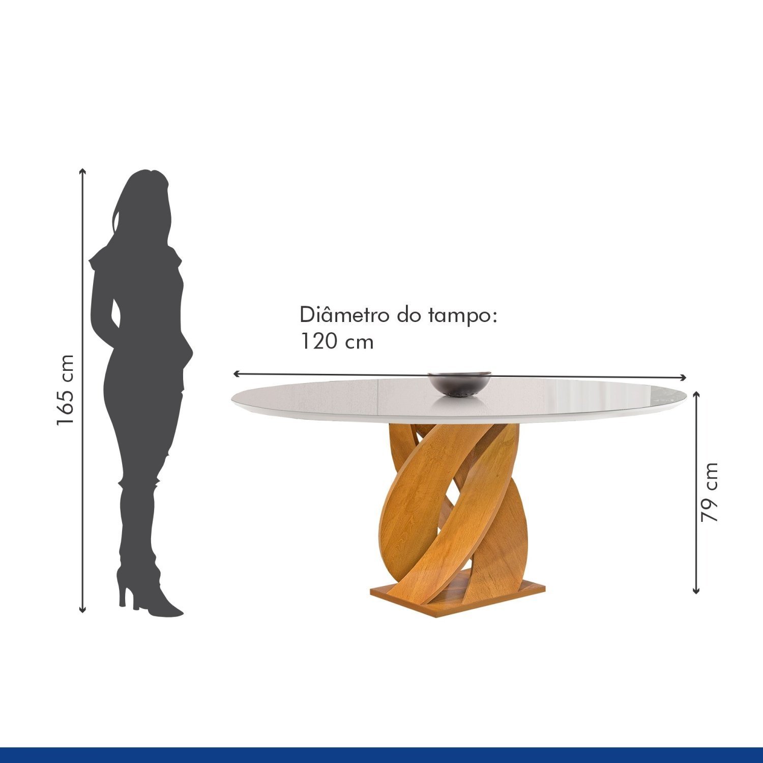 Conjunto Mesa Luna 120cm com 6 Cadeiras Arizona Tampo Redondo Plus com Vidro - 3