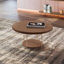 Ver imagem 1 de Mesa de Centro Decorativa Sala de Estar Walker Pés de Aço Tampo Mdf Castanho G26 - Gran Belo