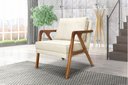 Ver imagem 1 de Poltrona Luxo Lara para Sala Base de Madeira Linho Bege - Bz Home Decor