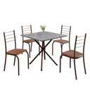 Ver imagem 2 de Conjunto Sala de Jantar Mesa Quadrada 75x75cm Tampo Granito Ocre 4 Cadeiras Rio