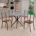 Ver imagem 1 de Conjunto Sala de Jantar Mesa Quadrada 75x75cm Tampo Granito Ocre 4 Cadeiras Rio