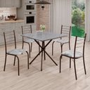 Ver imagem 1 de Conjunto Sala de Jantar Mesa Quadrada 75x75cm Tampo Granito Ocre 4 Cadeiras Rio