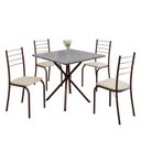 Ver imagem 2 de Conjunto Sala de Jantar Mesa Quadrada 75x75cm Tampo Granito Ocre 4 Cadeiras Rio