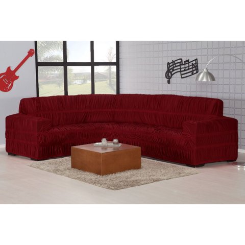 Capa para Sofá de Canto 5 e 6 Lugares - Vinho