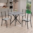 Ver imagem 1 de Conjunto Sala de Jantar Mesa Quadrada 75x75cm Tampo Granito Ocre 4 Cadeiras Rio