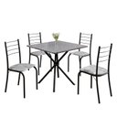 Ver imagem 2 de Conjunto Sala de Jantar Mesa Quadrada 75x75cm Tampo Granito Ocre 4 Cadeiras Rio