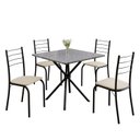 Ver imagem 2 de Conjunto Sala de Jantar Mesa Quadrada 75x75cm Tampo Granito Ocre 4 Cadeiras Rio