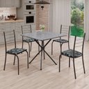 Ver imagem 1 de Conjunto Sala de Jantar Mesa Quadrada 75x75cm Tampo Granito Ocre 4 Cadeiras Rio