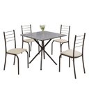 Ver imagem 2 de Conjunto Sala de Jantar Mesa Quadrada 75x75cm Tampo Granito Ocre 4 Cadeiras Rio