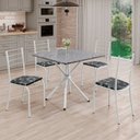 Ver imagem 1 de Conjunto Sala de Jantar Mesa Quadrada 75x75cm Tampo Granito Ocre 4 Cadeiras Rio