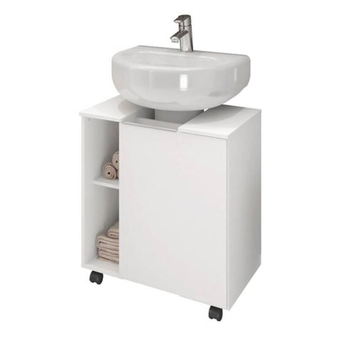 Gabinete para Banheiro Illinóis Branco 4 Rodízios