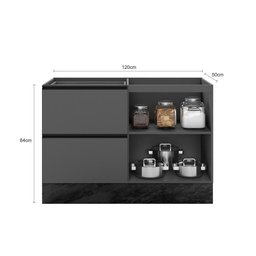 Balcão de Pia 120cm 1 Porta 3 Gavetas Etna Cinza Grafite Poliman - 3