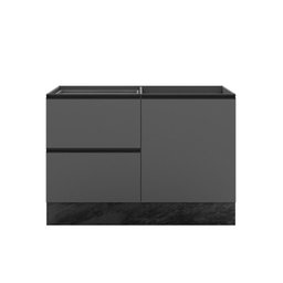 Balcão de Pia 120cm 1 Porta 3 Gavetas Etna Cinza Grafite Poliman - 4