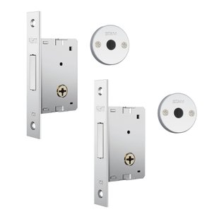 Fechadura de Segurança Trava Auxiliar 1001 Tetra Chave Par Roseta Redonda Cromada 30mm Stam