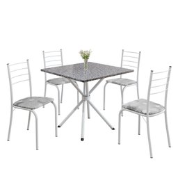 Conjunto Sala de Jantar Mesa Quadrada 75x75cm Tampo Granito Ocre 4 Cadeiras Rio - 2