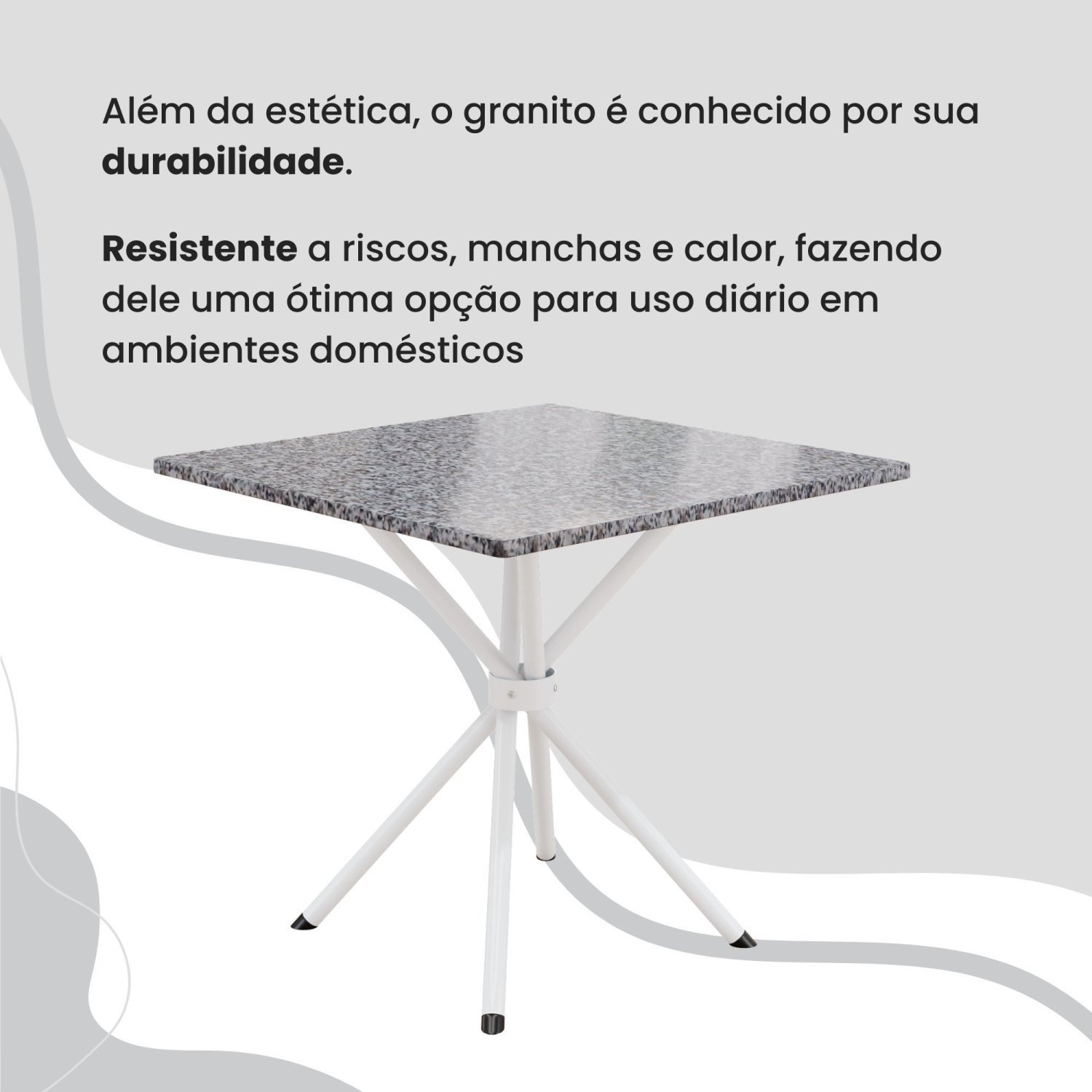 Conjunto Sala de Jantar Mesa Quadrada 75x75cm Tampo Granito Ocre 4 Cadeiras Rio - 8