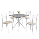 Ver imagem 2 de Conjunto Sala de Jantar Mesa Quadrada 75x75cm Tampo Granito Ocre 4 Cadeiras Rio