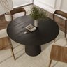 Mesa de Jantar Redonda 120cm Scandi 6 Lugares Lamina Natural de Madeira Preto - 2
