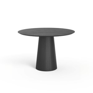 Mesa de Jantar Redonda 120cm Scandi 6 Lugares Lamina Natural de Madeira Preto