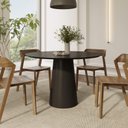 Ver imagem 3 de Mesa de Jantar Redonda 120cm Scandi 6 Lugares Lamina Natural de Madeira Preto