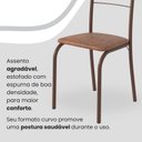 Ver imagem 6 de Conjunto Sala de Jantar Mesa Quadrada 75x75cm Tampo Ardósia Indiana 4 Cadeiras Rio Marrom