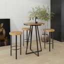 Ver imagem 2 de Mesa Bistro Redonda 70 Cm Estrutura Aço Carbono Base Preta Vegas Nozes