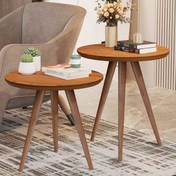 Conjunto Mesa Lateral e Apoio Pés Palito Star - Jm3:freijó - 2