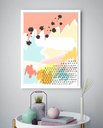 Ver imagem 2 de Quadro Decorativo Abstrato Formas Aquarela - 70x50cm:moldura Branca