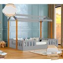 Ver imagem 1 de Cama com Colchão Casal Infantil Ágatha com Luminária para Quarto Infantil em Mdf - Cinza/amêndoa