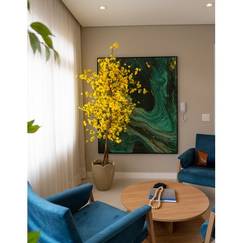 Arvore Artificial Pessegueiro Fortuna Amarela Tronco Natural